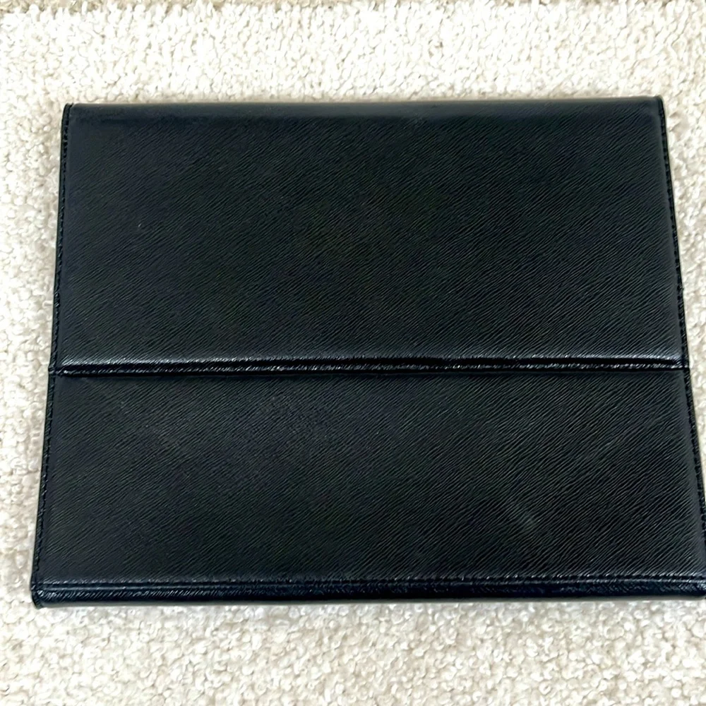 Michael Kors Tablet Case Black with card slots and pen holder.